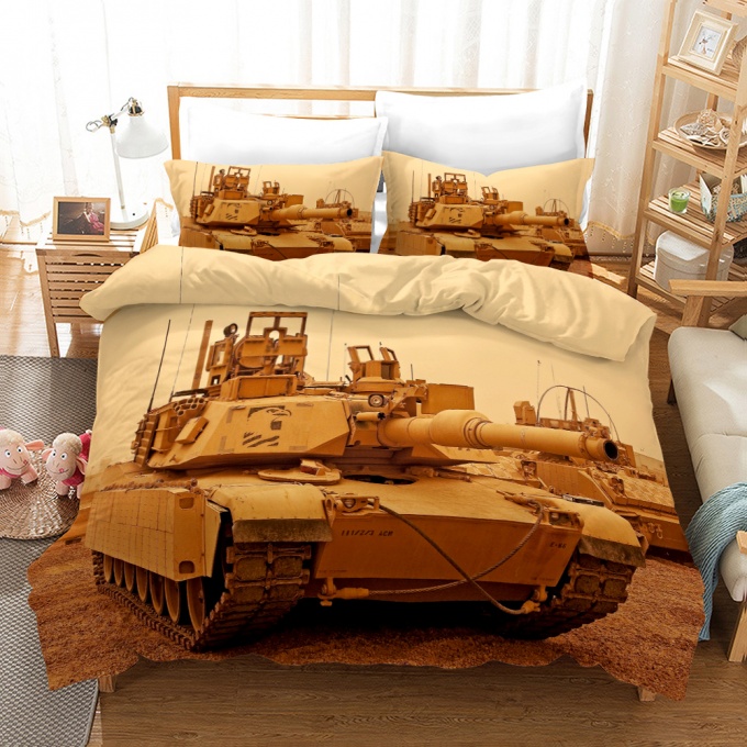 E64 Танк постельное белье с танками спб (Коричневый/Пыльный) 