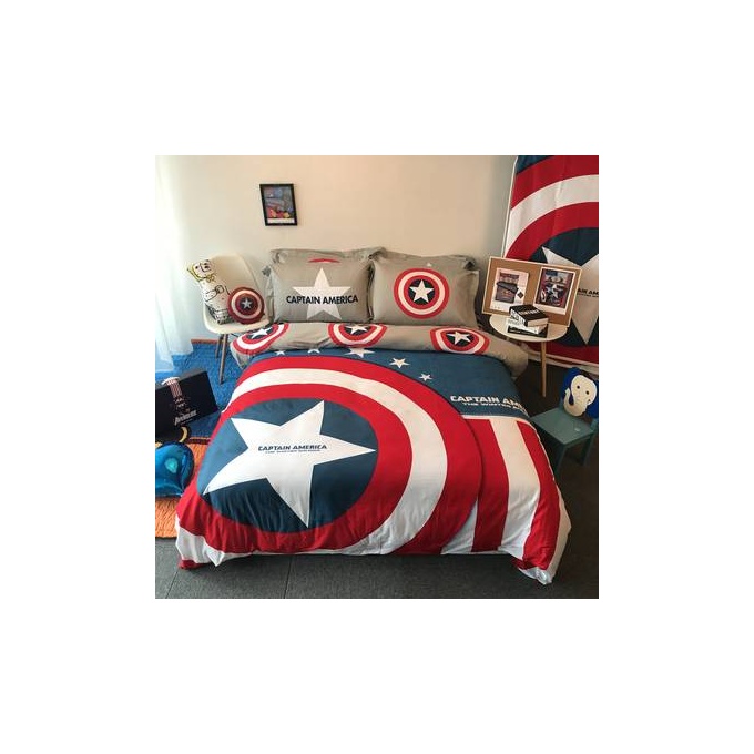 (Бежевый/Темно синий/Бордовый) Капитан Америка постельное белье