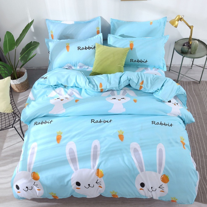 (Небесно синий/Белый) Rabbit постельное белье  купить