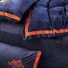 Постельное белье теплое люкс (Темно синее/Оранжевое) brand Her 